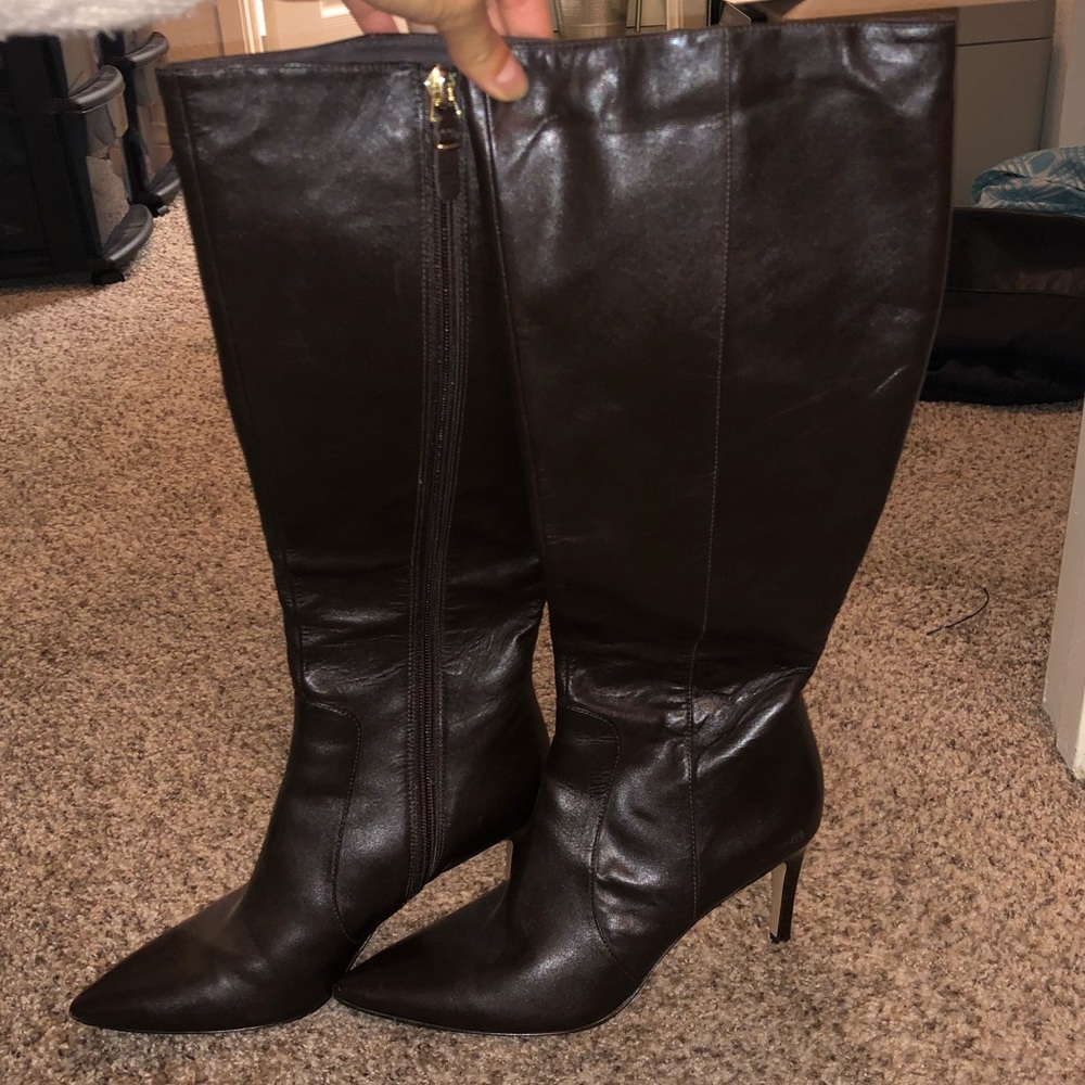 Brown leather boots